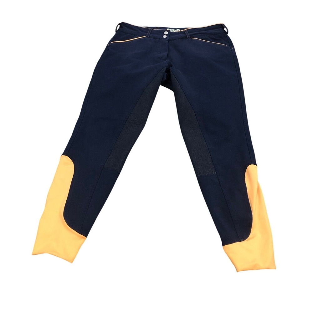 Dover Saddlery Riding Breeches Women 30 Navy Blue Orange Trim 0350988
